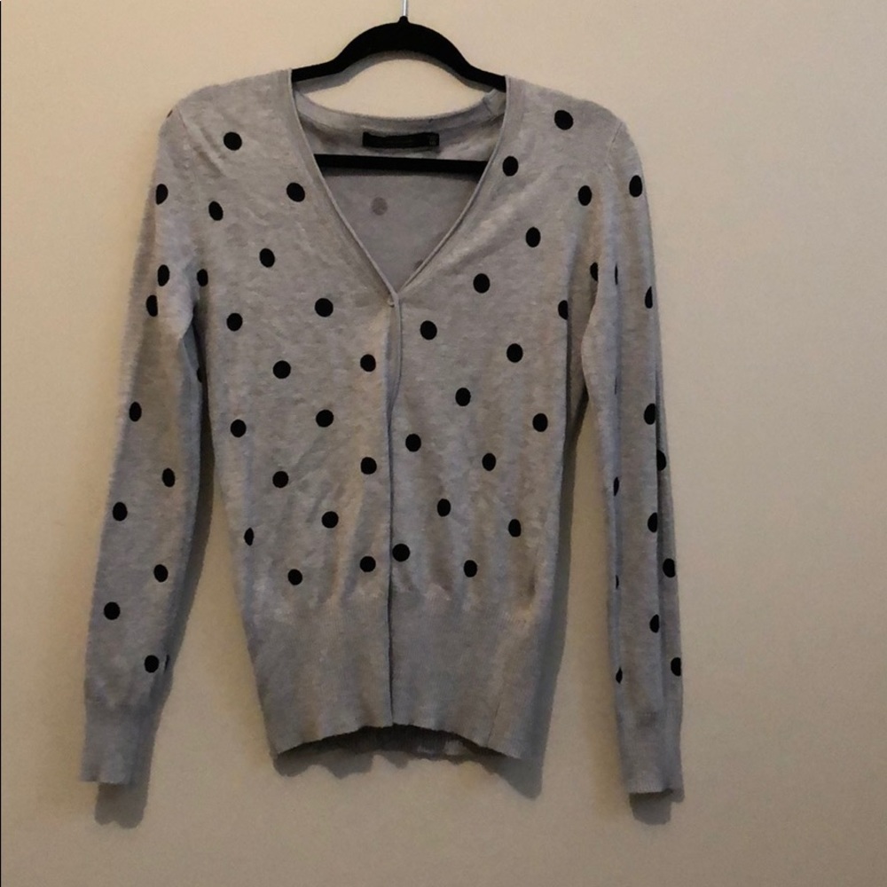 Grey with Black polka dot cardigan US 6/UK10